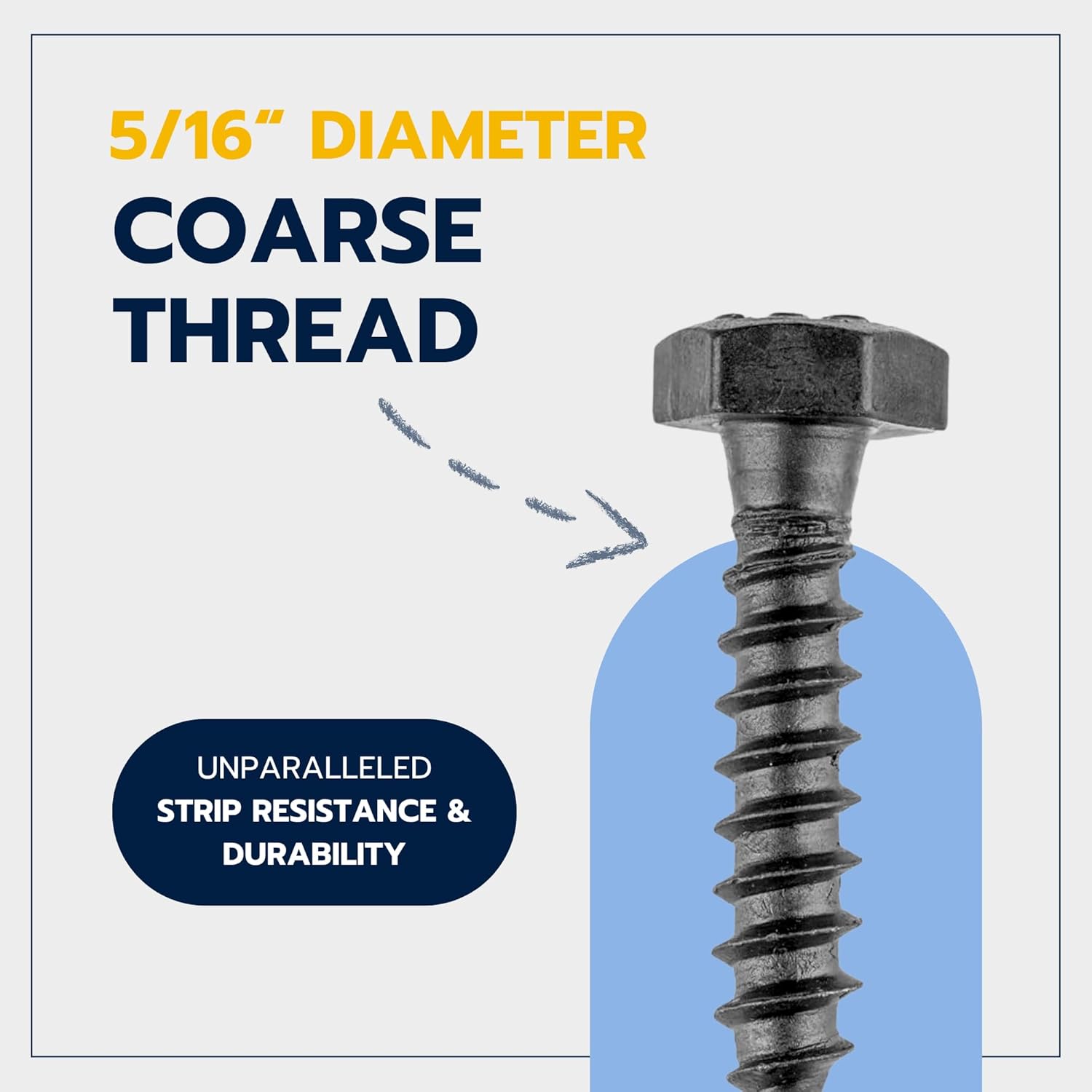 5/16 x 1-1/2 (50 Pack) Lag Screw Kit, 50 Screws and 50 Washers, Ceramic Black Ruspert Coating for Exterior Use, Meets ASTM A307 and ASME B18.2.1, Industrial/Commerical Grade by Makers Bolt