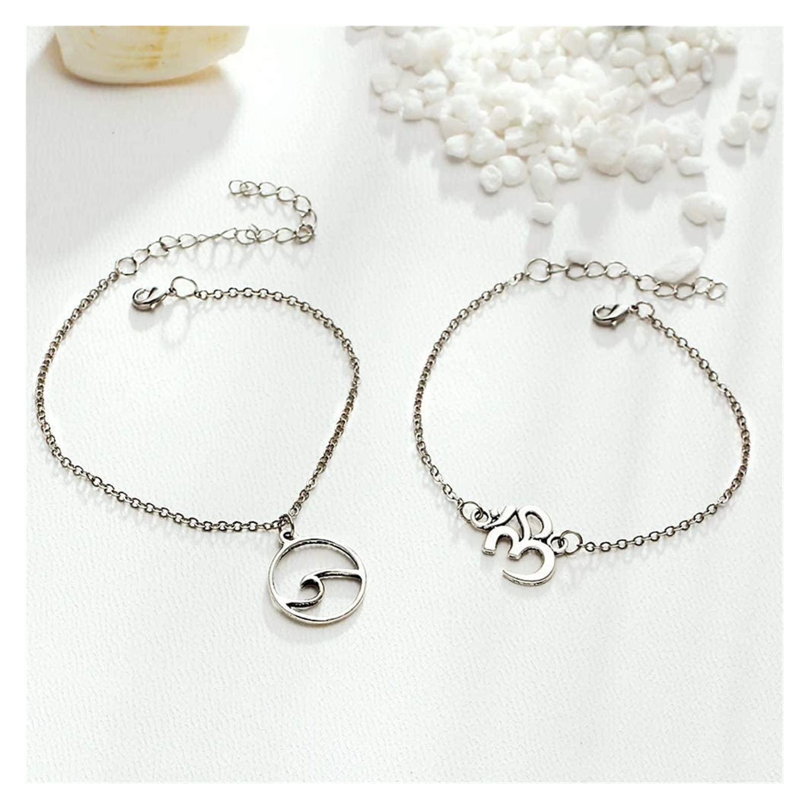 YXWYXWA Braccialetti Caviglie alla Caviglia 1Set Multiyer Multi-Strato Bohémien 3D a Onde Mari