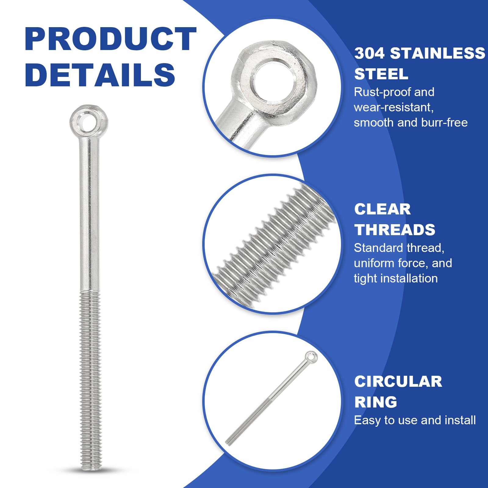 PATIKIL M8x125mm Lifting Shoulder Eye Bolts - Image 3