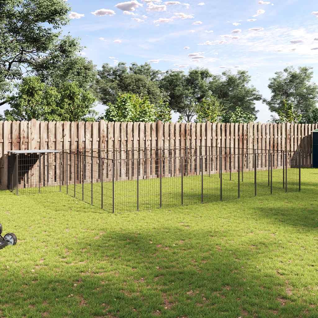 Freigehege für Hunde, Stahl, 25,41 m², Schwarz