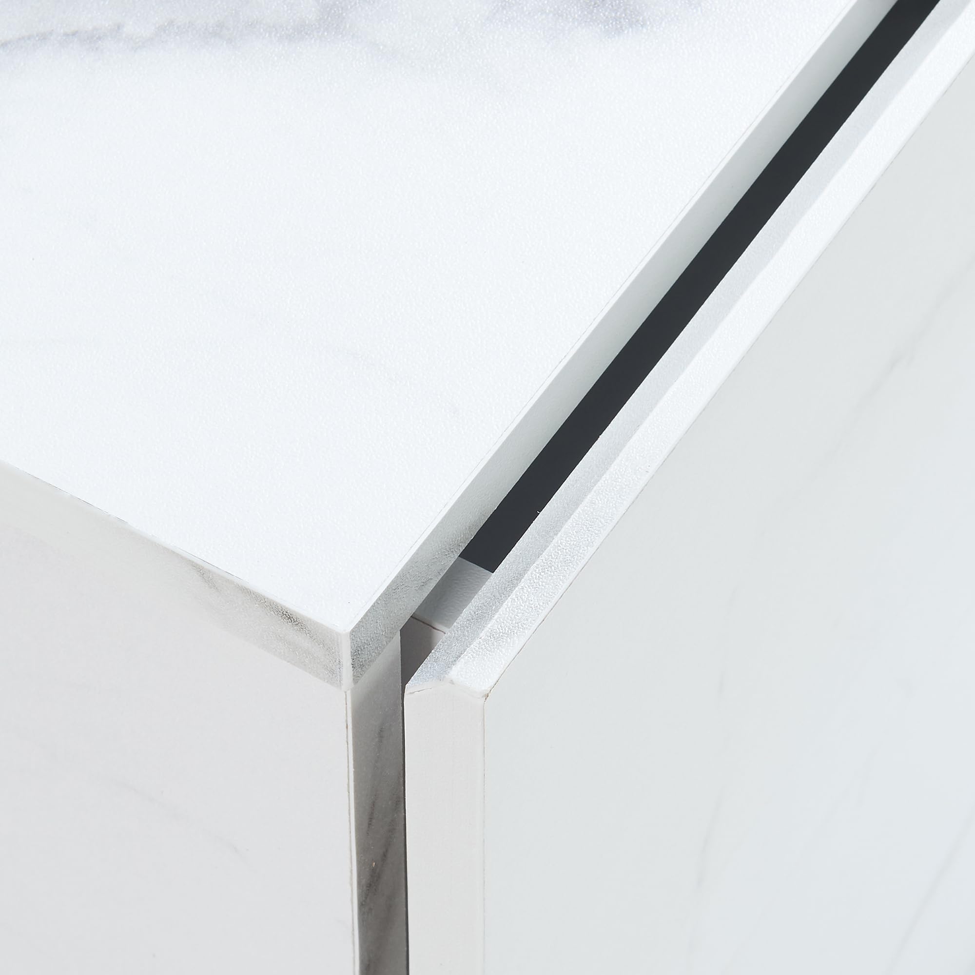 [en.casa] Comodino da Parete con 2 Cassetti 40 x 29 x 30 cm Cassettiera Pensile Portaoggetti da Muro - Effetto Marmo Bianco
