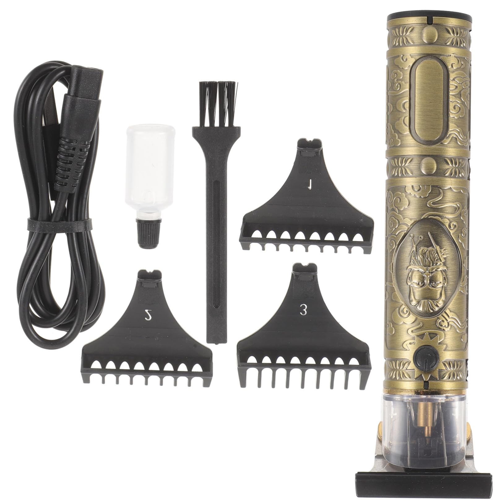 Homoyoyo Tagliacapelli Elettrico Budda Ricaricabile USB 1200mah Metallo Oro, Design a Pettine, Quattro Pettini, per Salone di Parrucchiere