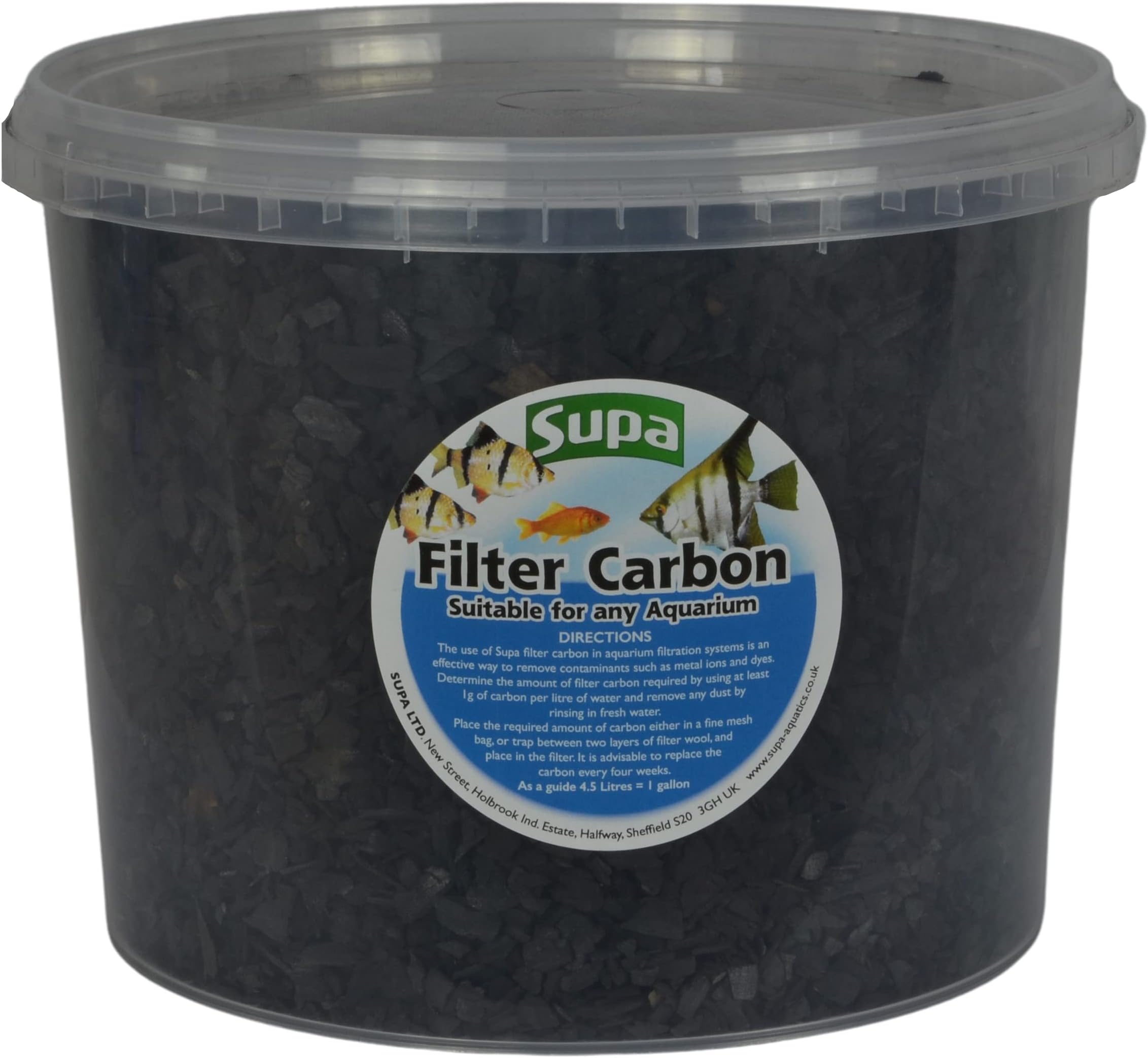 Supa Filter Carbon Bucket, Suitable for Aquariums/Fish Tanks And Koi Fish Pond Filters, Improves water clarity by removing contaminants,Black, 3 Litre