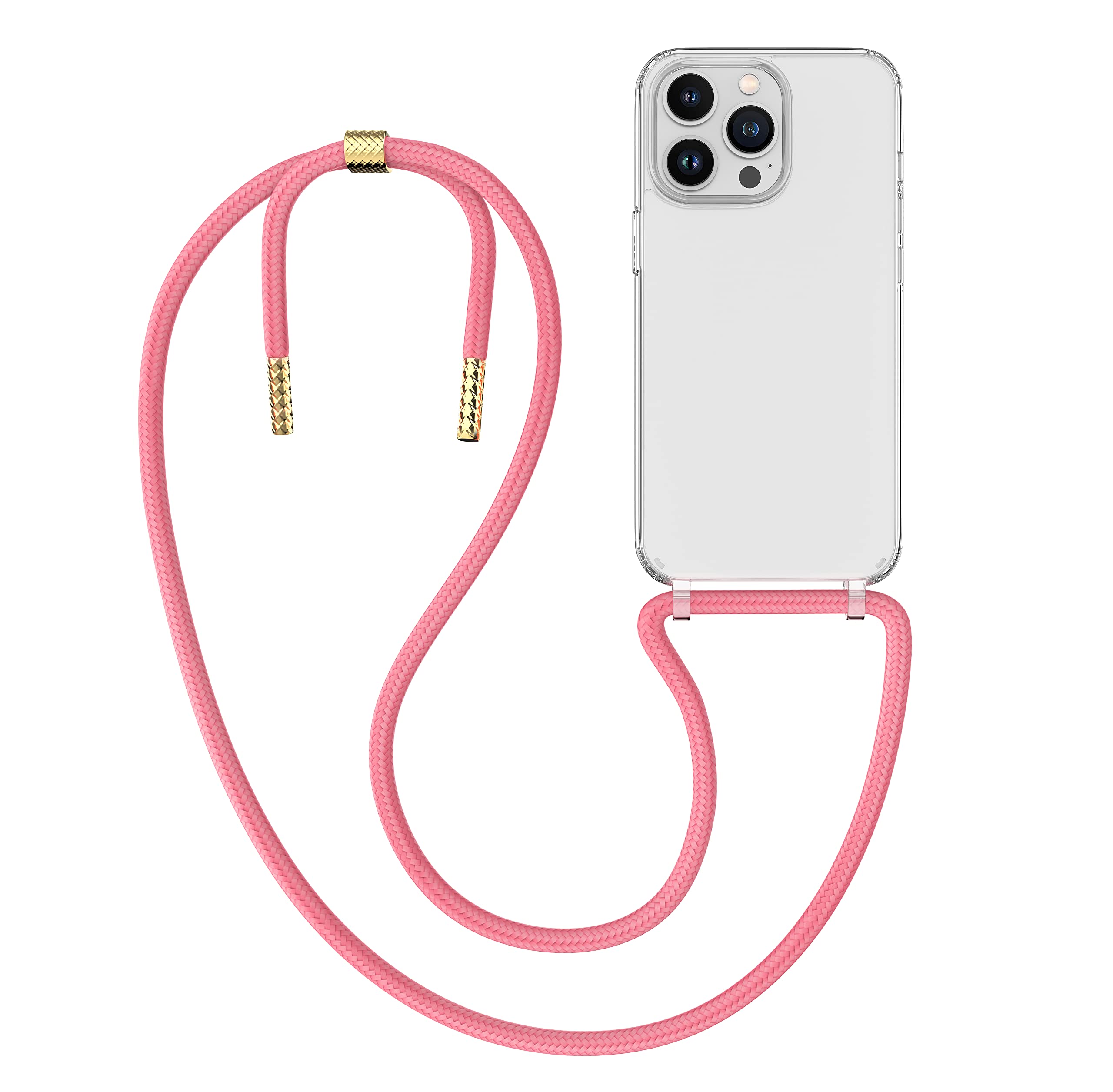 MyGadget Cover Per IPhone 14 Con Cordino Rosa – Trasparente Antiurto E Antingiallimento