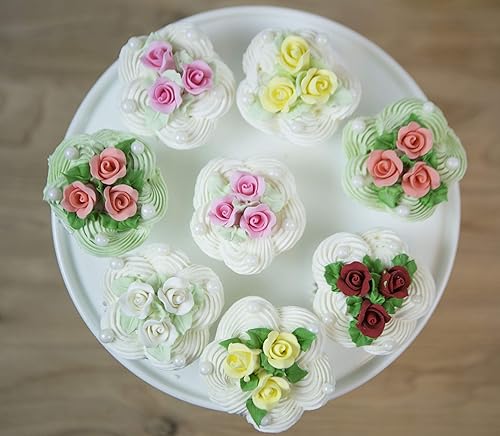 Miniatura 7 de Global Sugar Art Flores de pastel de azúcar rosa, amarillas, sin cable, muy pequeñas, 18 unidades por el chef Alan Tetreault.