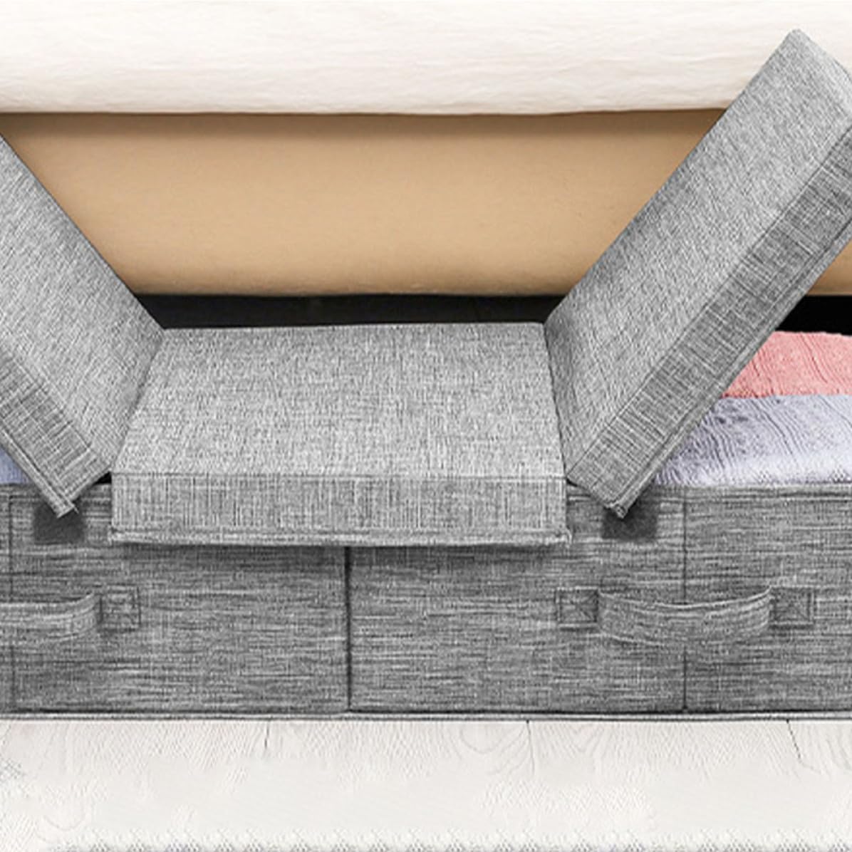 Scatola Organizer Pieghevole per Vestiti Sotto Letto, Contenitore Impilabile per Abbigliamento e Accessori, per Casa e Viaggi