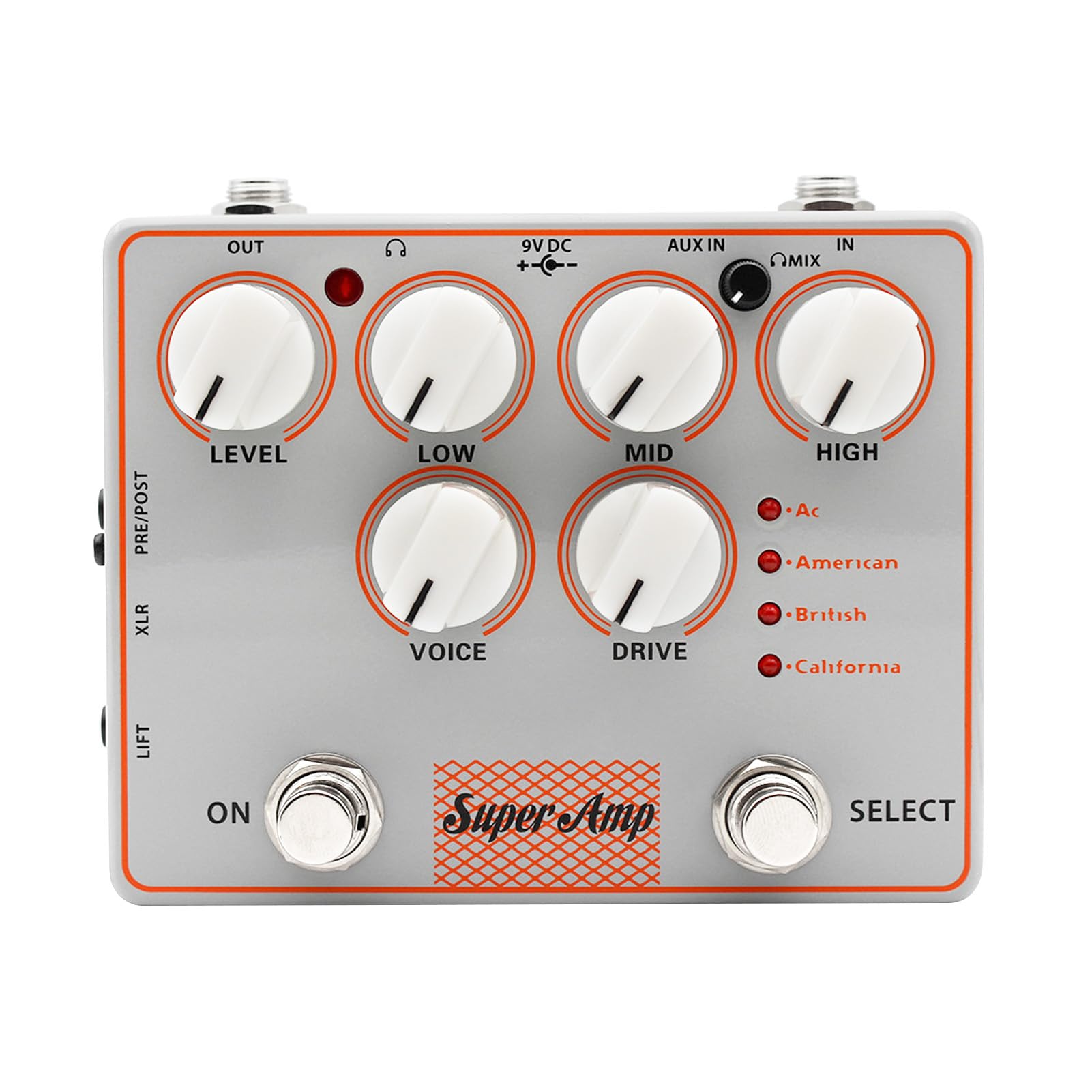 Btuty Pedale Effetti per Chitarra, DI Box Simulatore DI Amplificatore 4 in 1 con Simulatore DI Cabinet per Uscita Cuffie con Ingresso AUX, per Esercitarsi Nella Registrazione DI