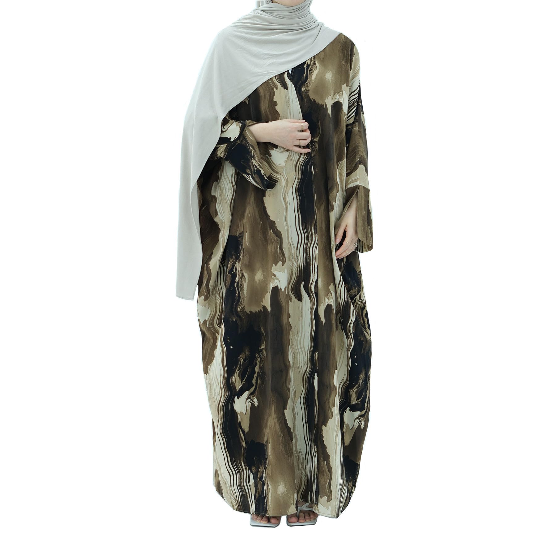 Muslim Prayer Cardigan Fashion Tie-dye Abaya Islamic Light Dress Comfortable Long Robe for Women