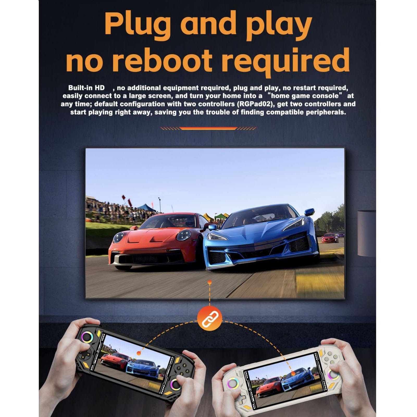 Handheld-Spielekonsole, Tragbarer Gaming-Player mit 5,5-Zoll-Bildschirm, RK3562 Quad-Core-Chip und HD-Multimedia-Schnittstelle, für Gaming-Enthusiasten (Beige)