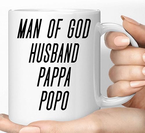 Novelty Gift Unique Christians Gift, Ideal Present for Father on Christmas - Pappa Popo Prayers Quote on 11 Oz White Ceramic Coffee Mug