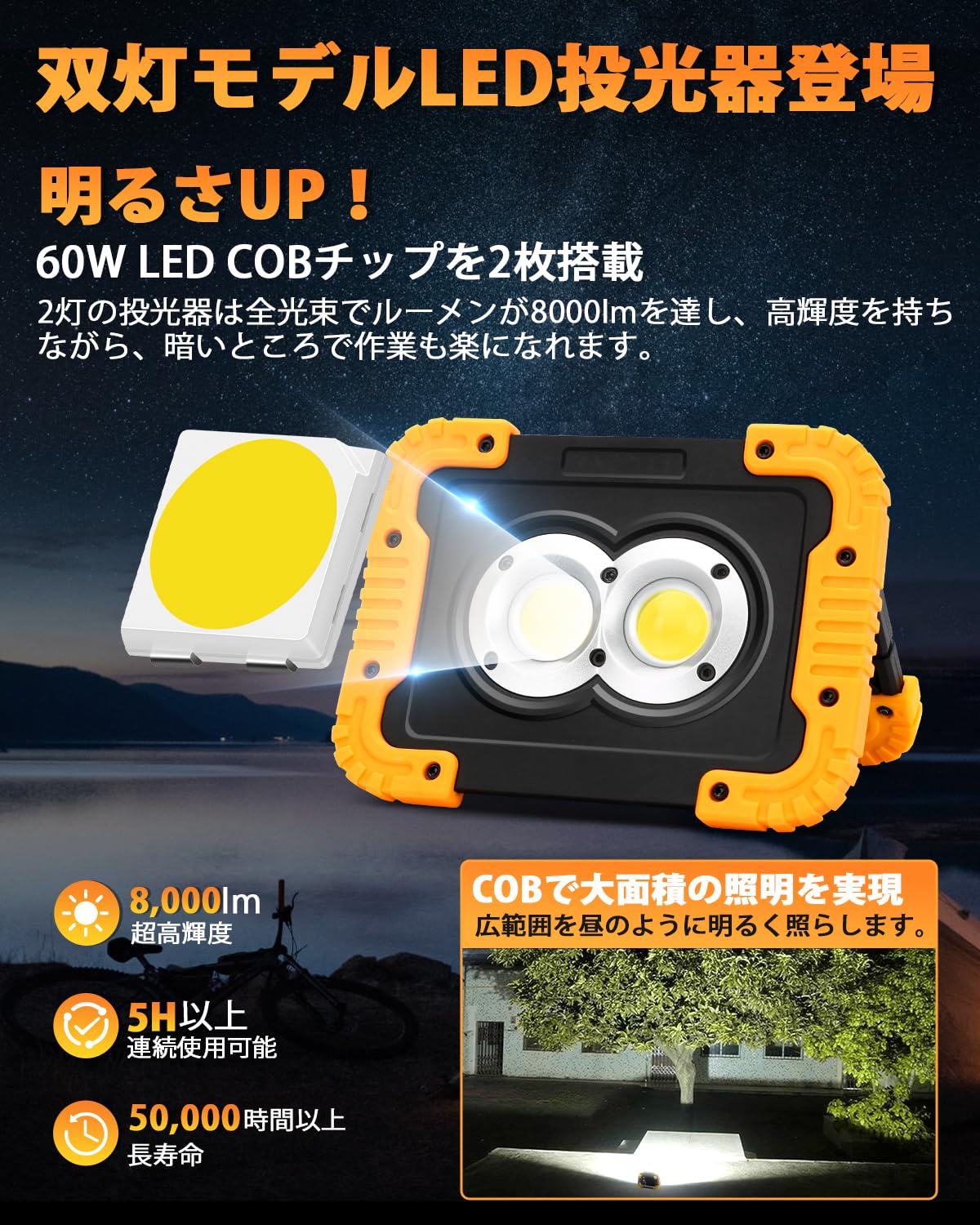 Amazon.co.jp: 『 2023爆光モデル』BORDAN LED投光器 屋外用 充電式