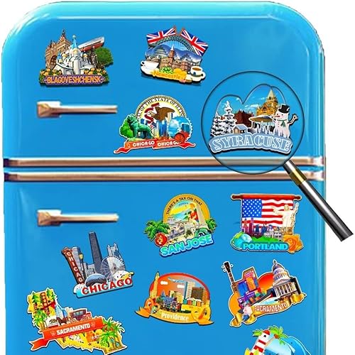 Miniatura 4 de Imán de madera para nevera de Syracuse New York USA Monumentos 3D de viaje coleccionables, recuerdos decorativos hechos a mano, 1948