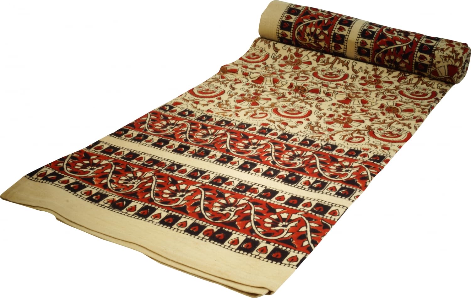 GURU SHOP Blockdruck Tagesdecke 150x200 Cm - Handgearbeiteter Baumwoll Überwurf