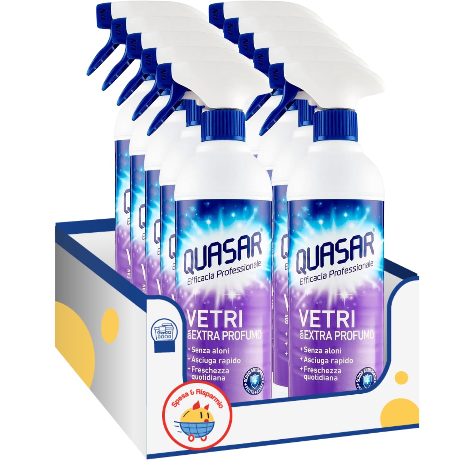 Detergente Vetri con Extra Profumo – Pulizia Brillante Senza Aloni – 580 ml – Variazioni 4/6/8/10 Pezzi (10)