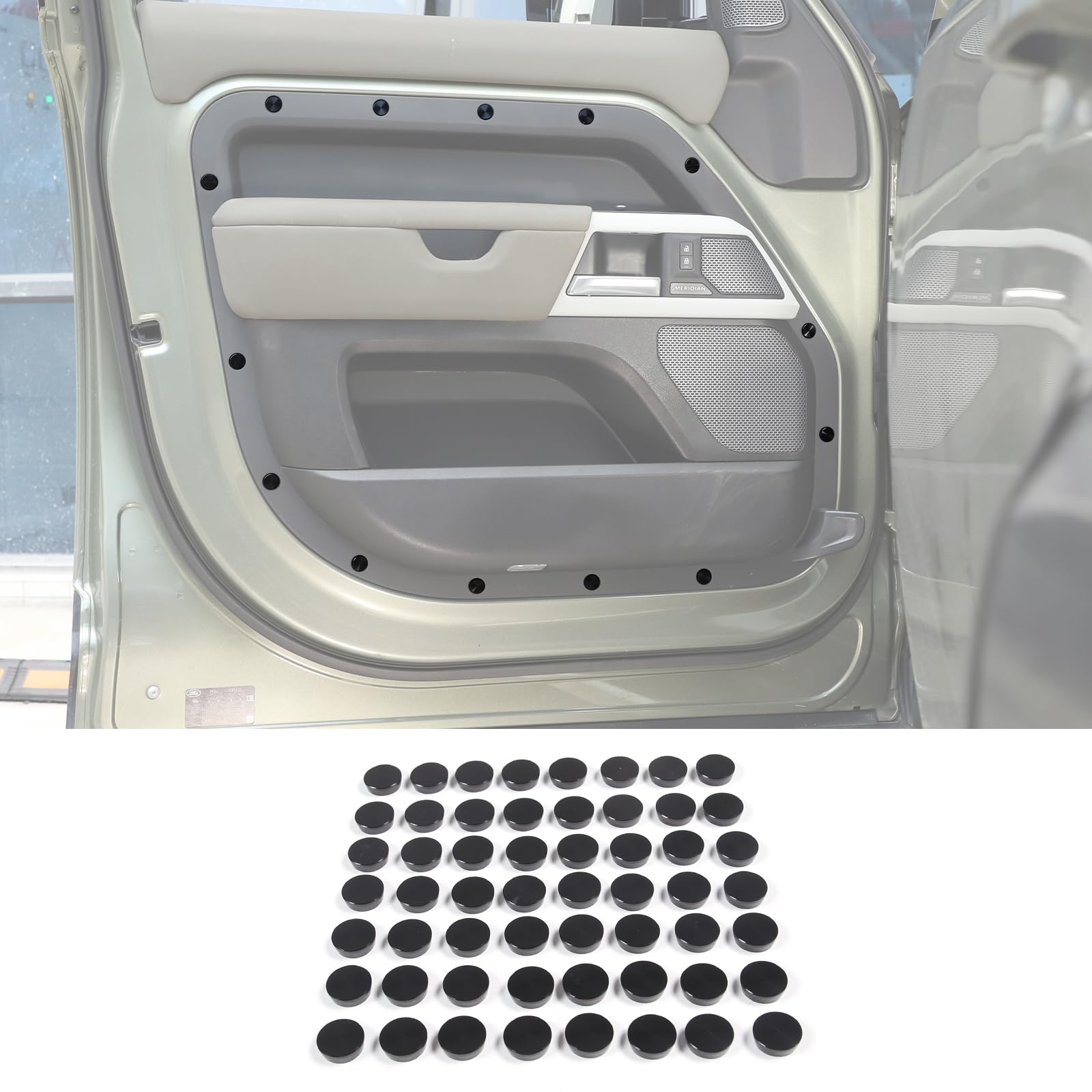 Screw Decorative Cover for 2020-2023 Land Rover Defender 110 Accessories, 56 PCS Aluminum Alloy Car Screw Protection Cover Trim (Defender 110 - for 4 Side Doors) (Black)