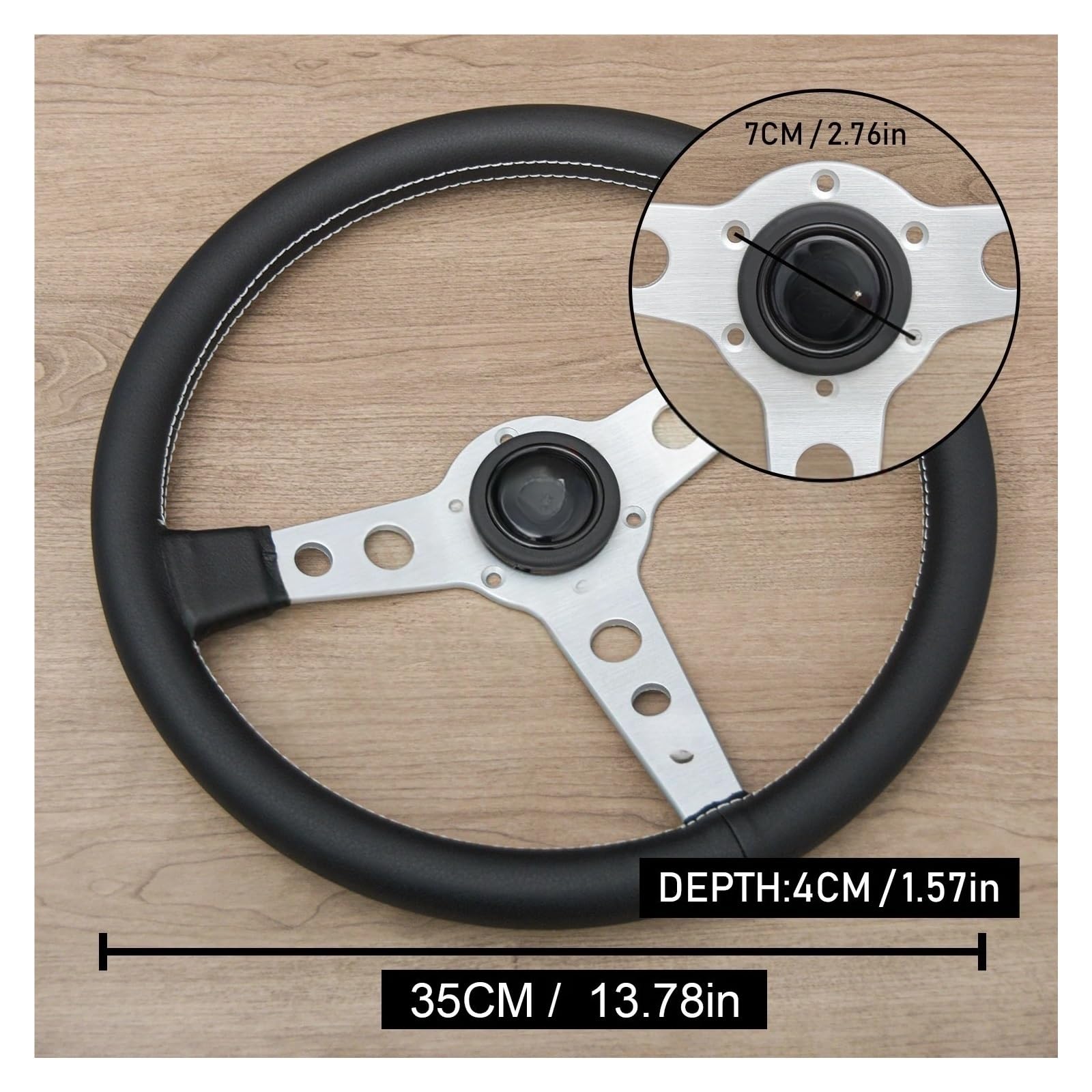 Volante da corsa JDM universale in pelle nera da 14 pollici compatibile con il gioco(Style A)