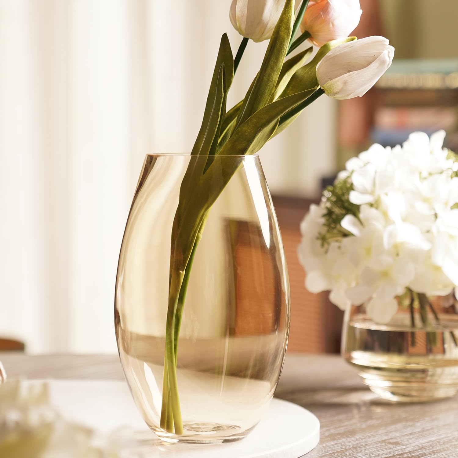 Pure Home + Living Clear Amber Oblong Glass Vase - Large-image-18