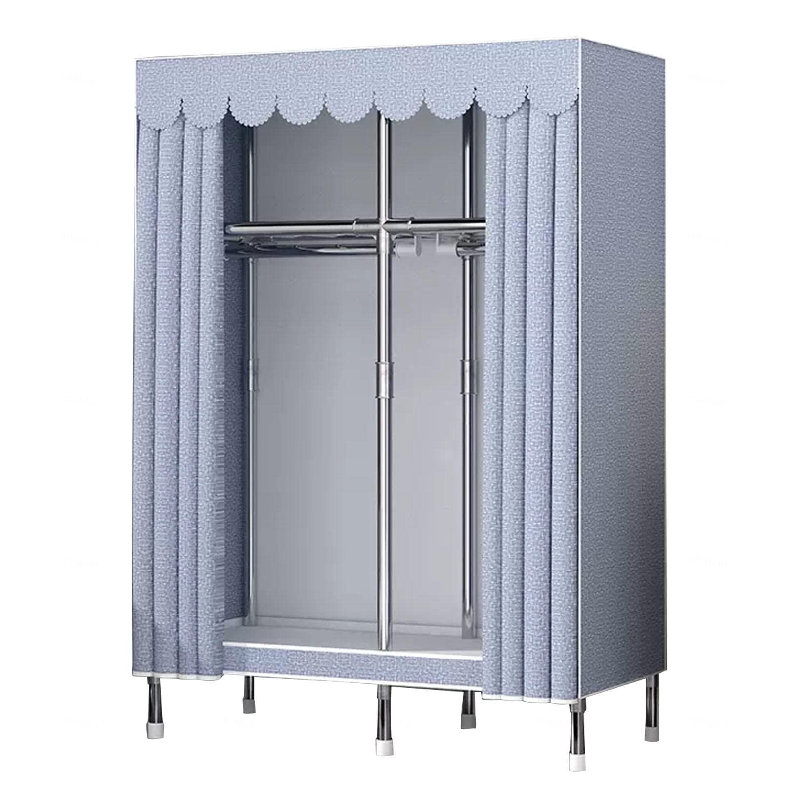 Kleiderschrank Tragbarer Kleiderschrank aus Segeltuch, großer Kleiderschrank-Aufbewahrungsorganisator mit Kleiderstange, Regalen, Stoffbezug, für Schlafzimmer, Wohnzimmer,C-105x45x