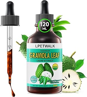 4 Fl Oz Soursop Graviola Leaf Extract Liquid Drops - Natrual Guanabana Leaves Drop - Organic Soursop Bitters Liquid Oil, 98% Absorption, 120ML Big Capacity