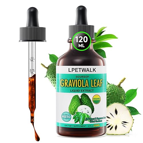4 Fl Oz Gotas Líquidas de Extracto de Hoja de Guanábana Graviola - Gotas Naturales de Hojas de Guanábana - Aceite Líquido Orgánico de Amargos de