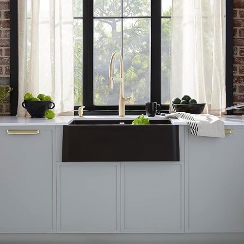 Vista 26 de Blanco Ikon Silgranit - Fregadero de cocina, 27x19x9, negro carbón