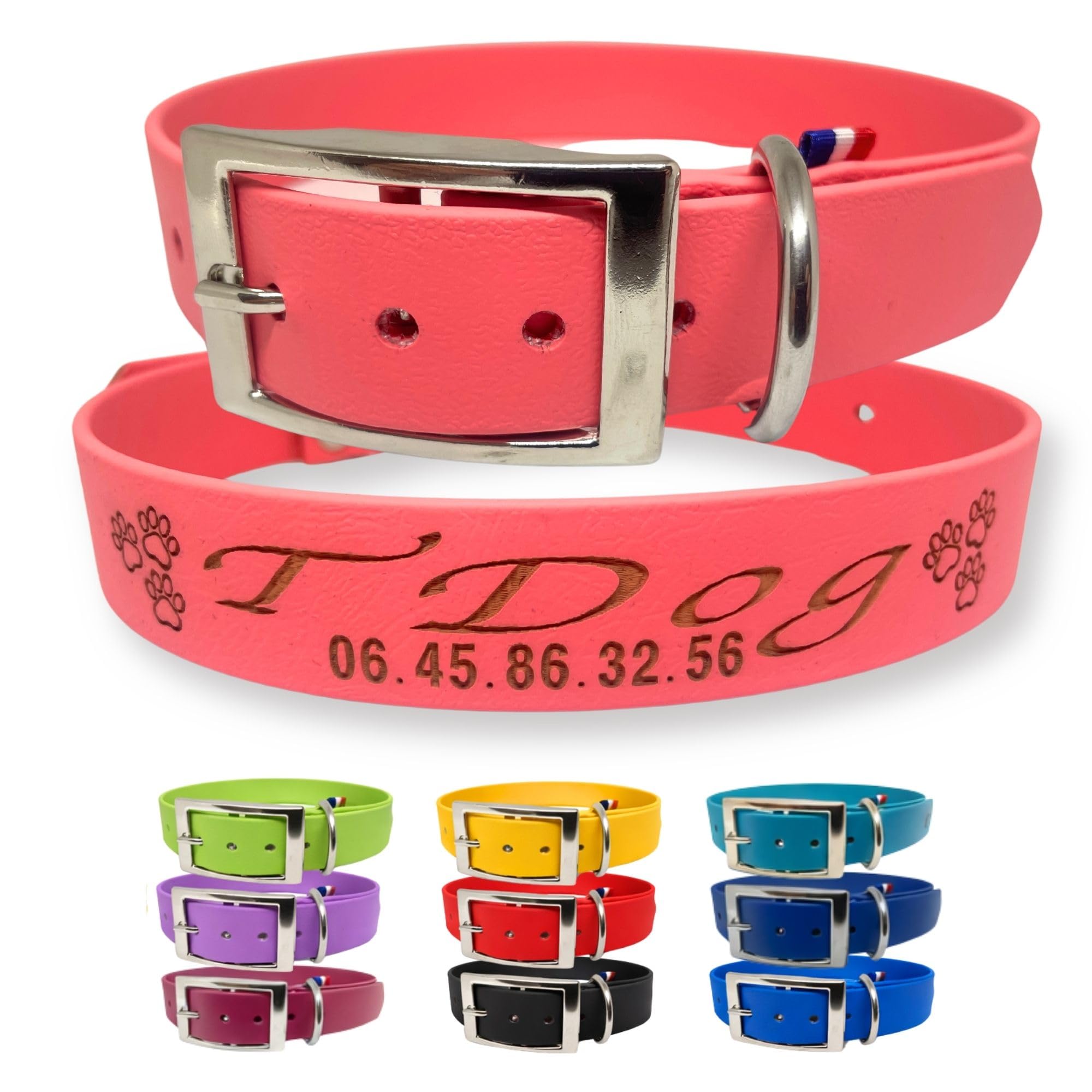 Collier chien personnalisé Biothane idéal pour le sport et la rando