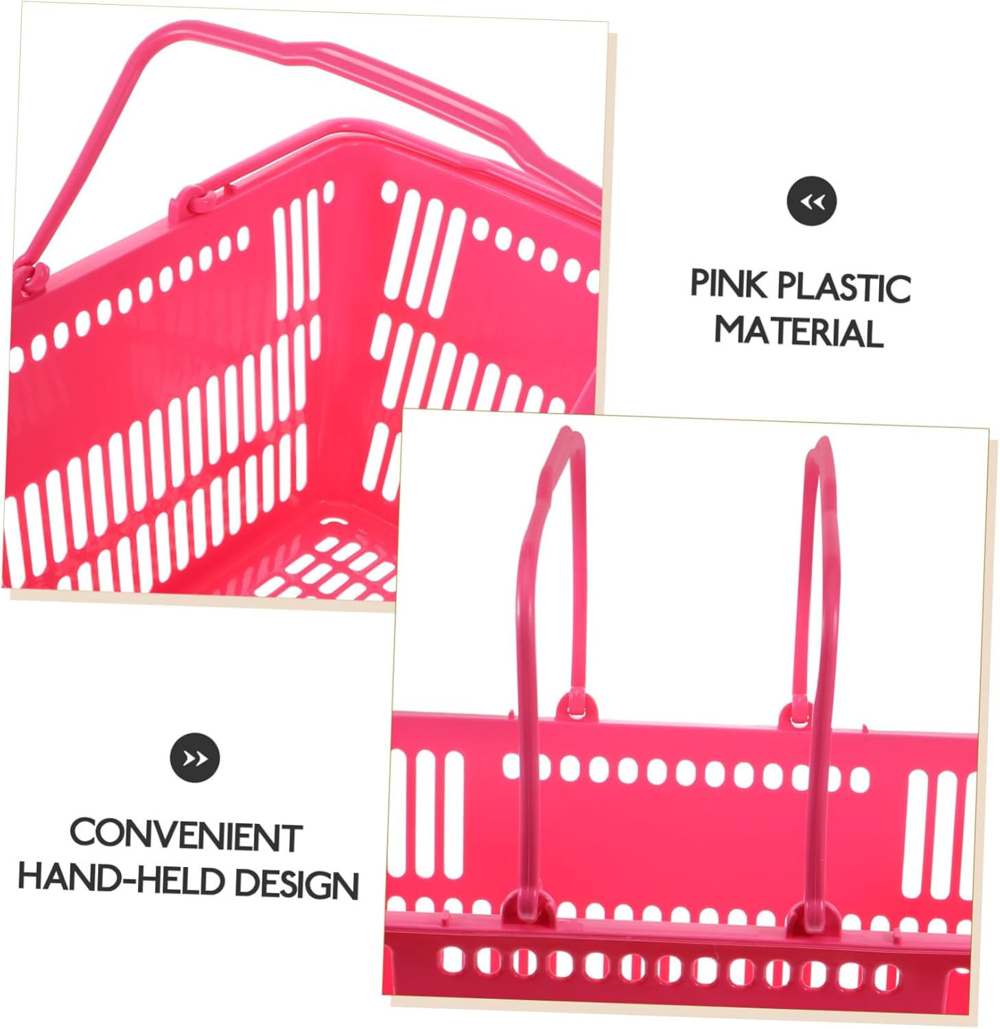 Ciieeo Thickened Plastic Desktop Basket with Ergonomic Handle Handheld Sundries Organizer for Supermarket Snack Shop Fruit Store Storage Lightweight Commercial Grocery Container