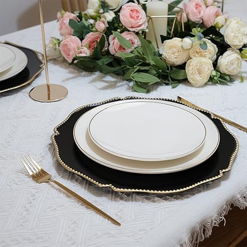 Miniatura 2 de Umisriro Platos de carga rojos, juego de 6 cargadores de plástico de arrecife para platos de cena, cargadores decorativos para bodas, fiestas,