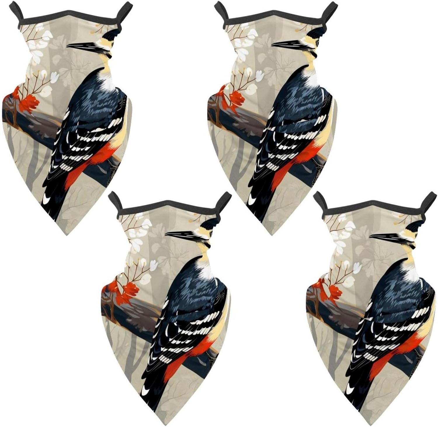 4 Pack Woodpecker Fishing Neck Gaiter - UV Face Mask Sun Protection for Men & Women