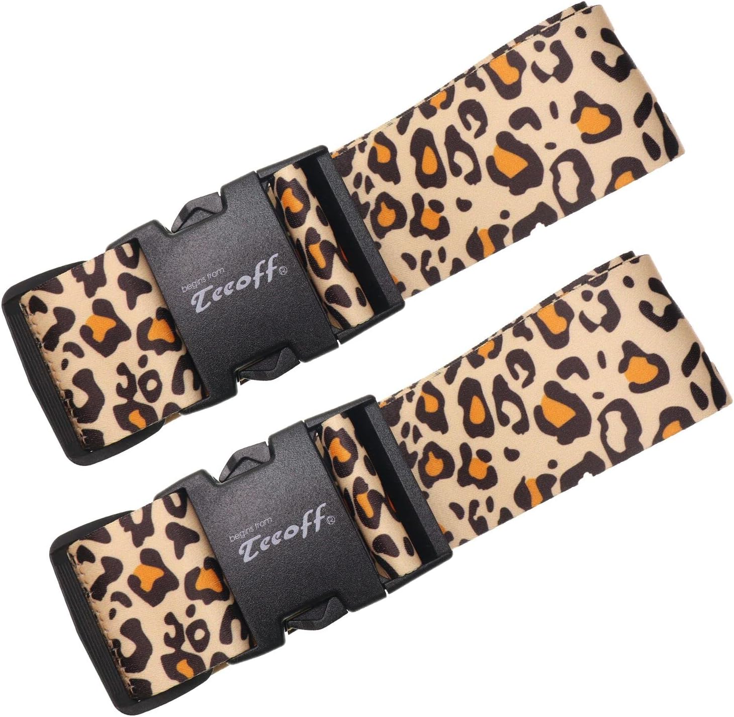 Teeoff Luggage Straps 2 Pack Suitcase Belts Travel Bag Accessories Adjustable (Leopard – 2 Pack)