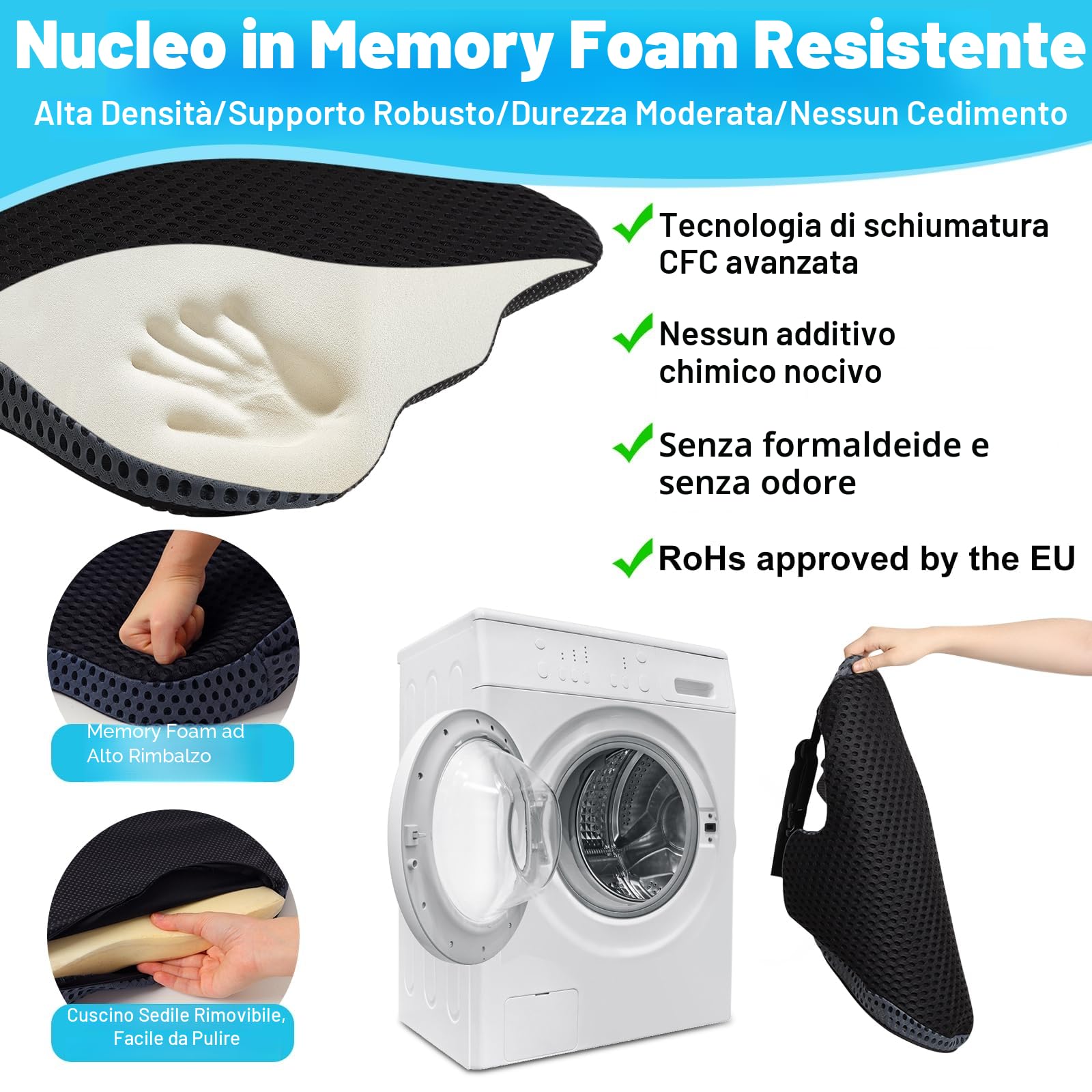 Cuscino per Sedia Auto, Cuscino a Cuneo Cuscino per Sedile in Memory Foam per Auto Cuscino Per Auto Per Sedile Del Conducente Auto Sedia Da Ufficio Sedie A Rotelle