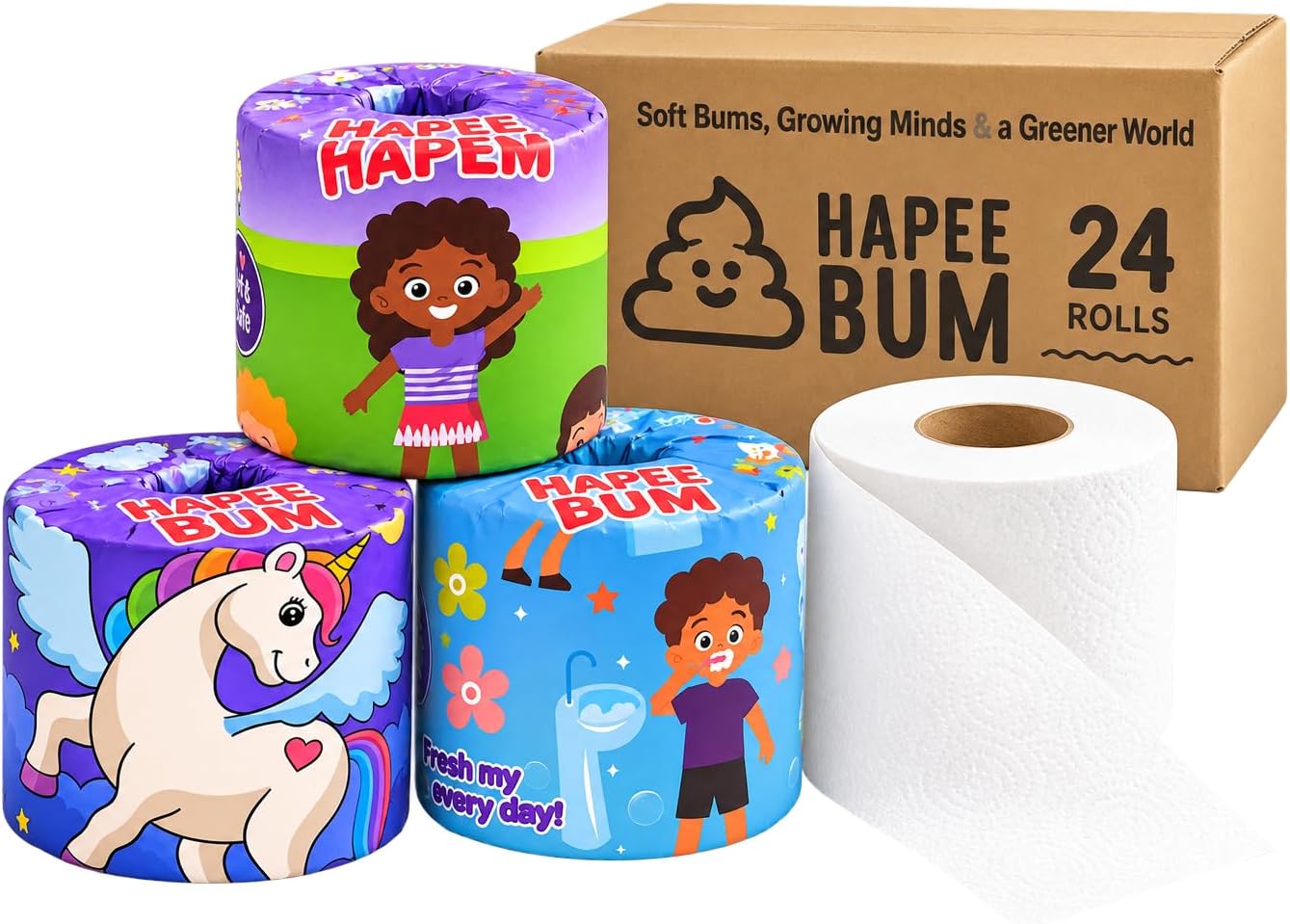 Bamboo Toilet Paper, 3-Ply, PFAS-Free, 370 Sheets/Roll, 24 Rolls