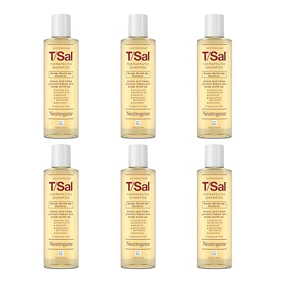 Neutrogena T/Sal Therapeutic Dandruff Shampoo, Scalp Build-Up Control, 3% Salicylic Acid,Psoriasis Treatment, Seborrheic Dermatitis Shampoo, Clears Flakes, Fragrance Free, 4.5 fl oz