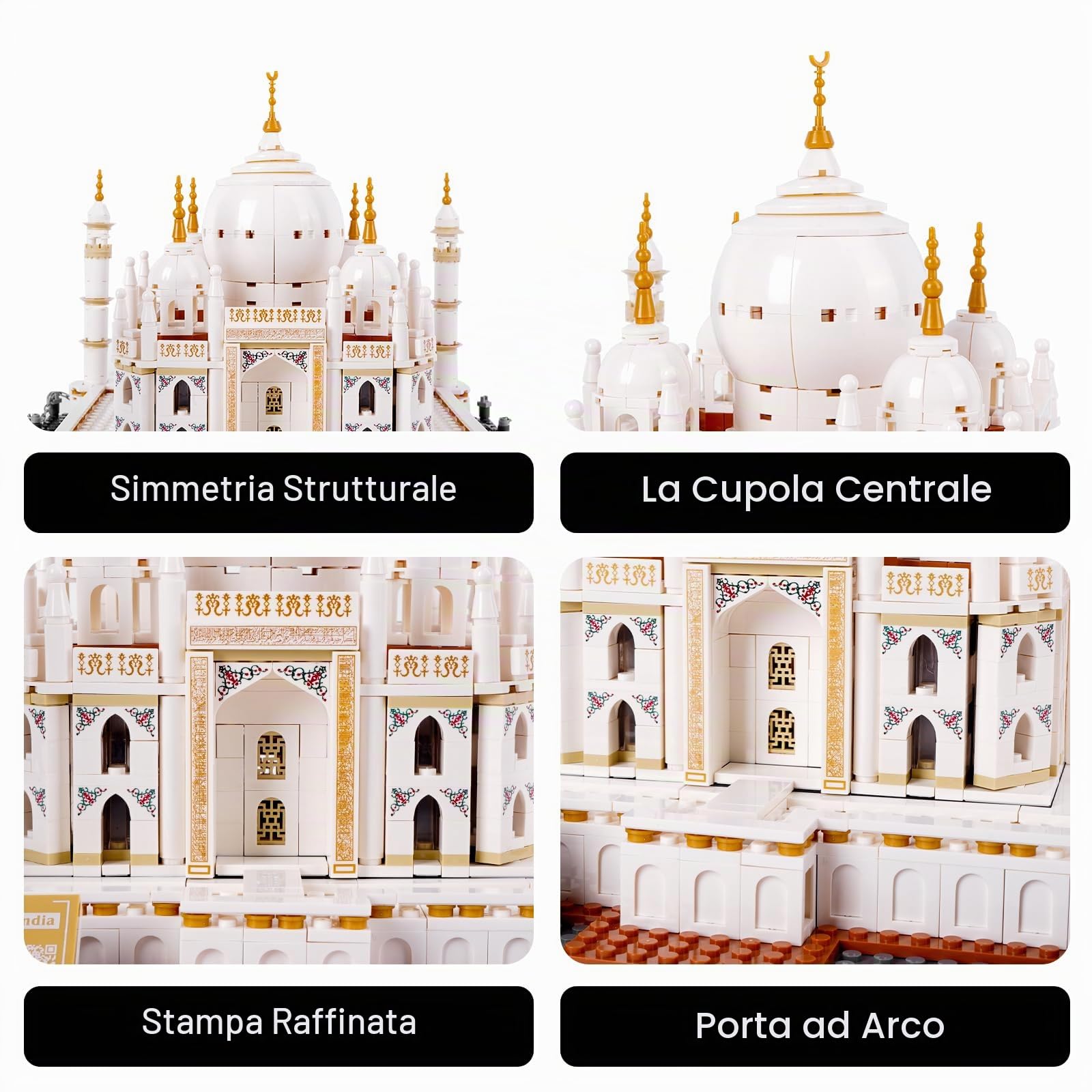 Giocattolo dei blocchi da costruzione, Kit di modelli architettonici del Taj Mahal, serie di souvenir famosi da collezione per adulti, adolescenti, bambini dagli 8 anni in su, 1113 pezzi