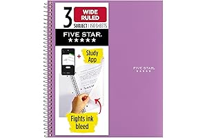 Five Star Notebook, 3 Subject, Pink Spiral Notebook