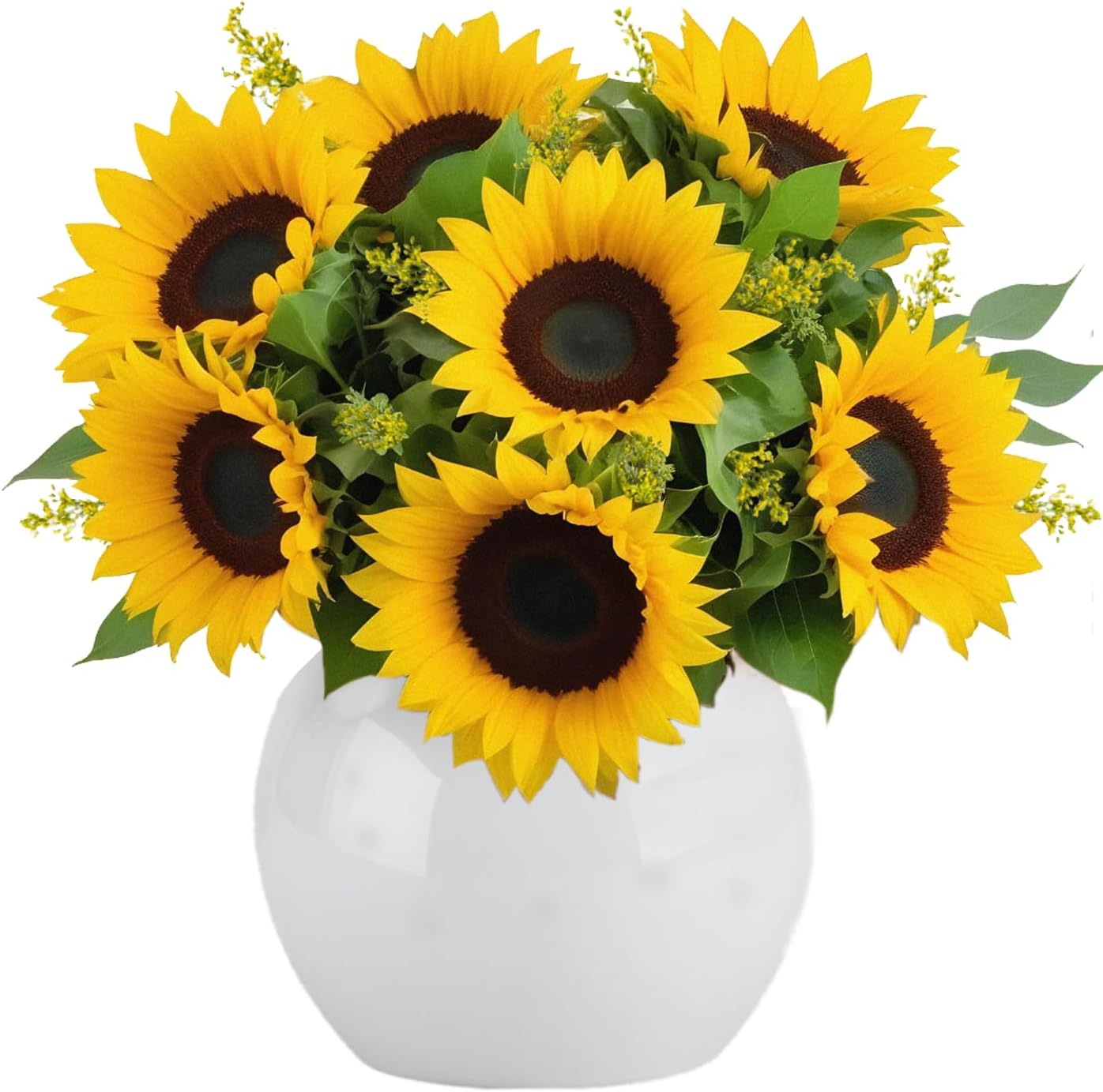 Golden Harvest in Wooden Vase | Yellow Fresh Sunflowers Bouquet | Arabella Bouquets | Fresh Flowers for Delivery, Thanksgiving, Birthday, Congratulations