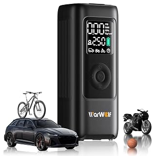 WARWOLF 160PSI Tire Inflator Portable Air Compressor - 48LPM Fast Air Pump for Car Tires: SUV, Light Truck, Motorcycle, Bike, 10000mAh with Auto Shut-Off, Digital Gauge, 12V Car Adapter, LED Light - Amazon product rated Grade B