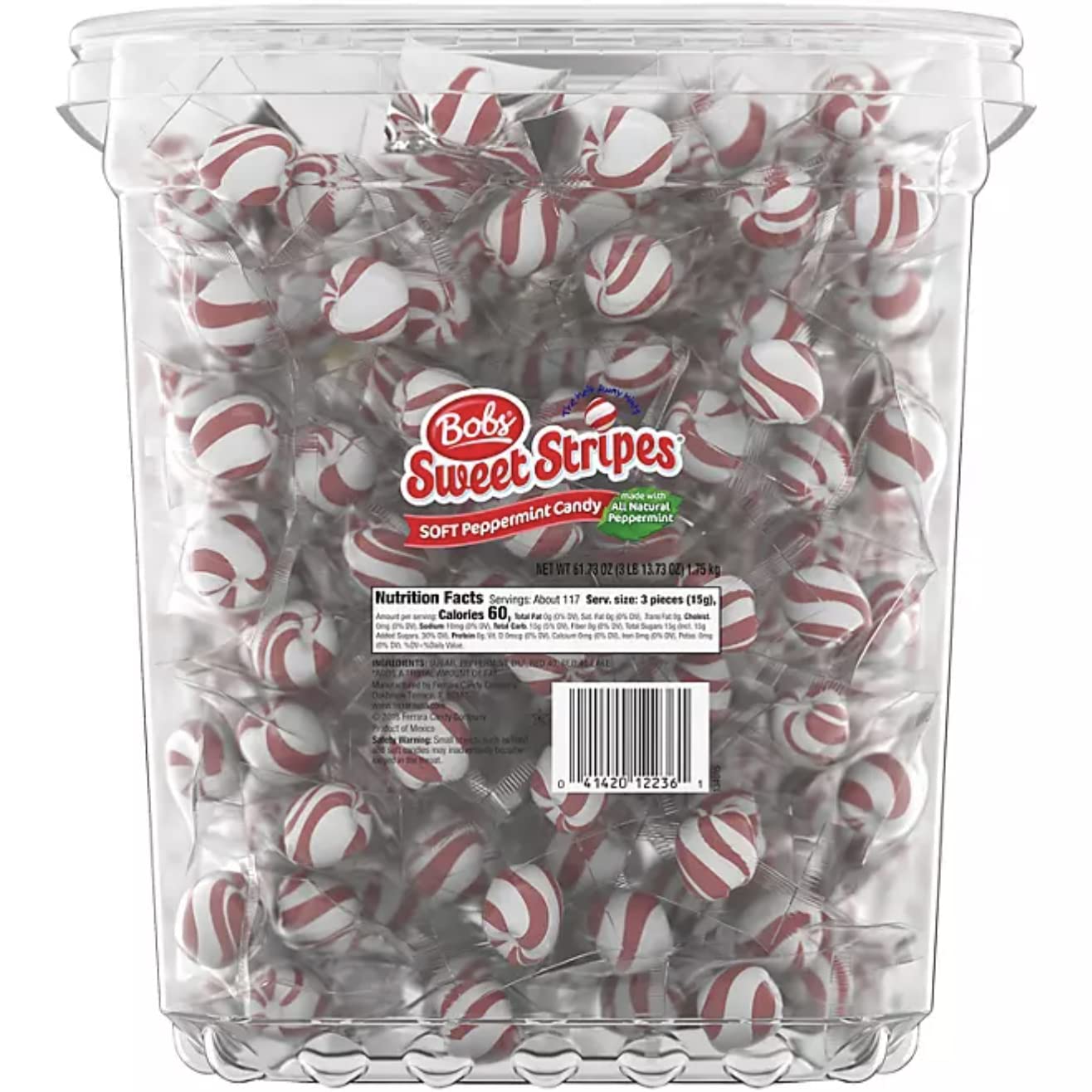 Bobs Sweet Stripes - Dulces de menta suave, 100% menta real, deliciosas rayas dulces sin gluten ni grasa, 350 unidades