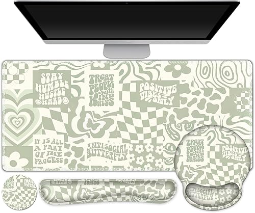 Miniatura 29 de Alfombrilla de mouse para juegos, alfombrilla de escritorio grande, bonito protector de escritorio, alfombrilla de mouse 4 en 1 XXL + reposamuñecas