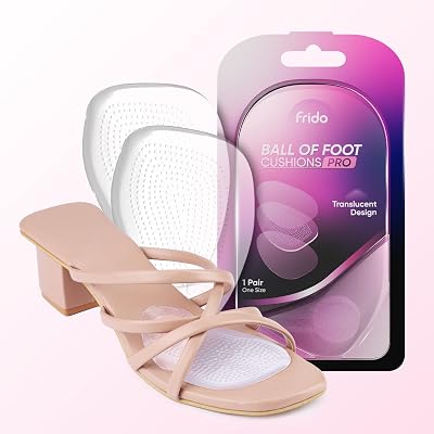 Frido Ball of Foot Cushions Pro | Heel Insole For Long Wear | Soft Gel for Pressure Relief & Blister-Free Comfort | Anti