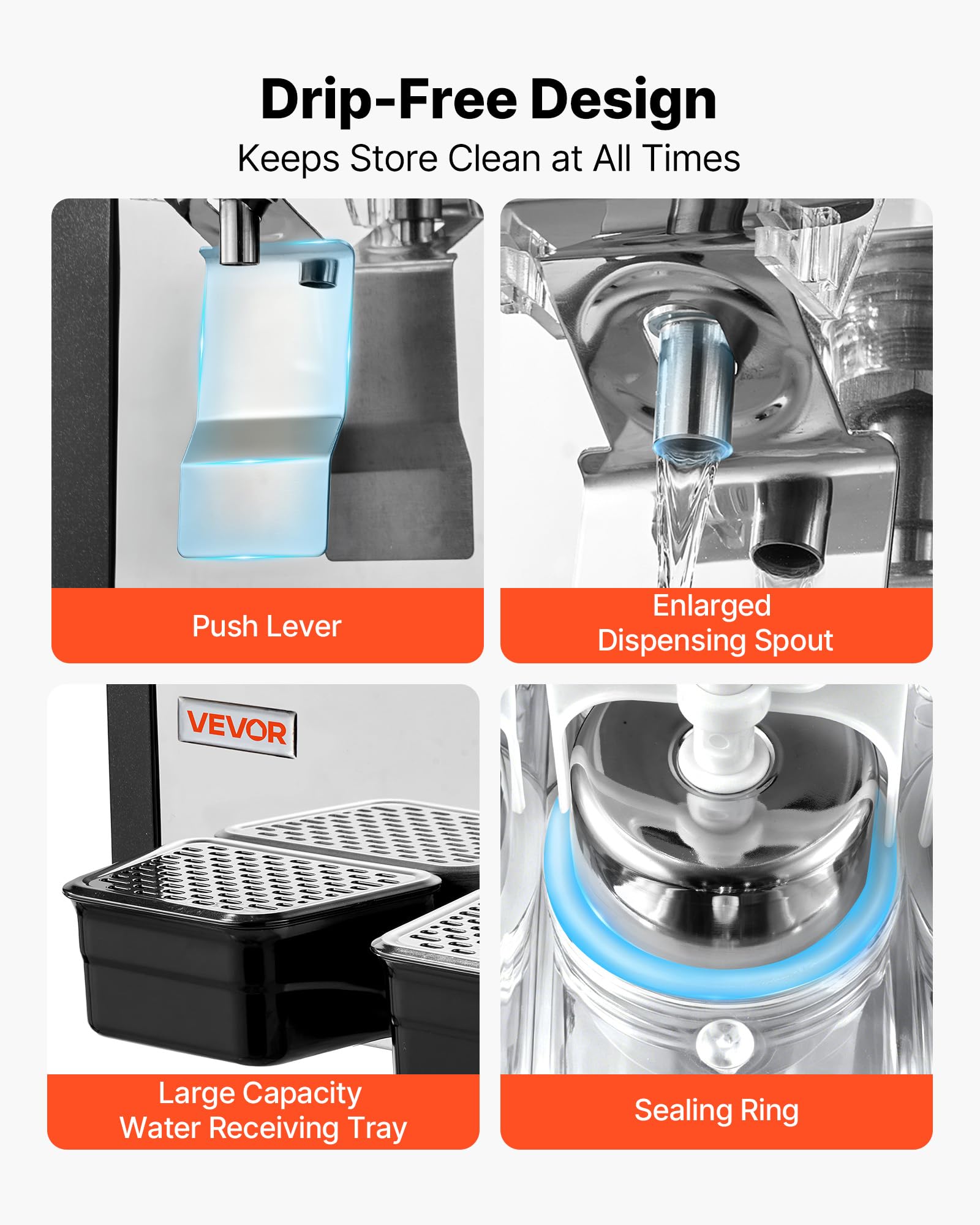 VEVOR Distributeur de Boissons Réfrigérées 4x10 L Fontaine à Jus de Fruits