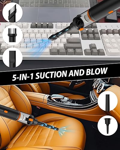 Miniatura 2 de NIMBLYTECH Aspiradora de mano inalámbrica, 19000 Pa de succión y soplador de alta potencia 2 en 1, mini aspiradora portátil para automóvil,