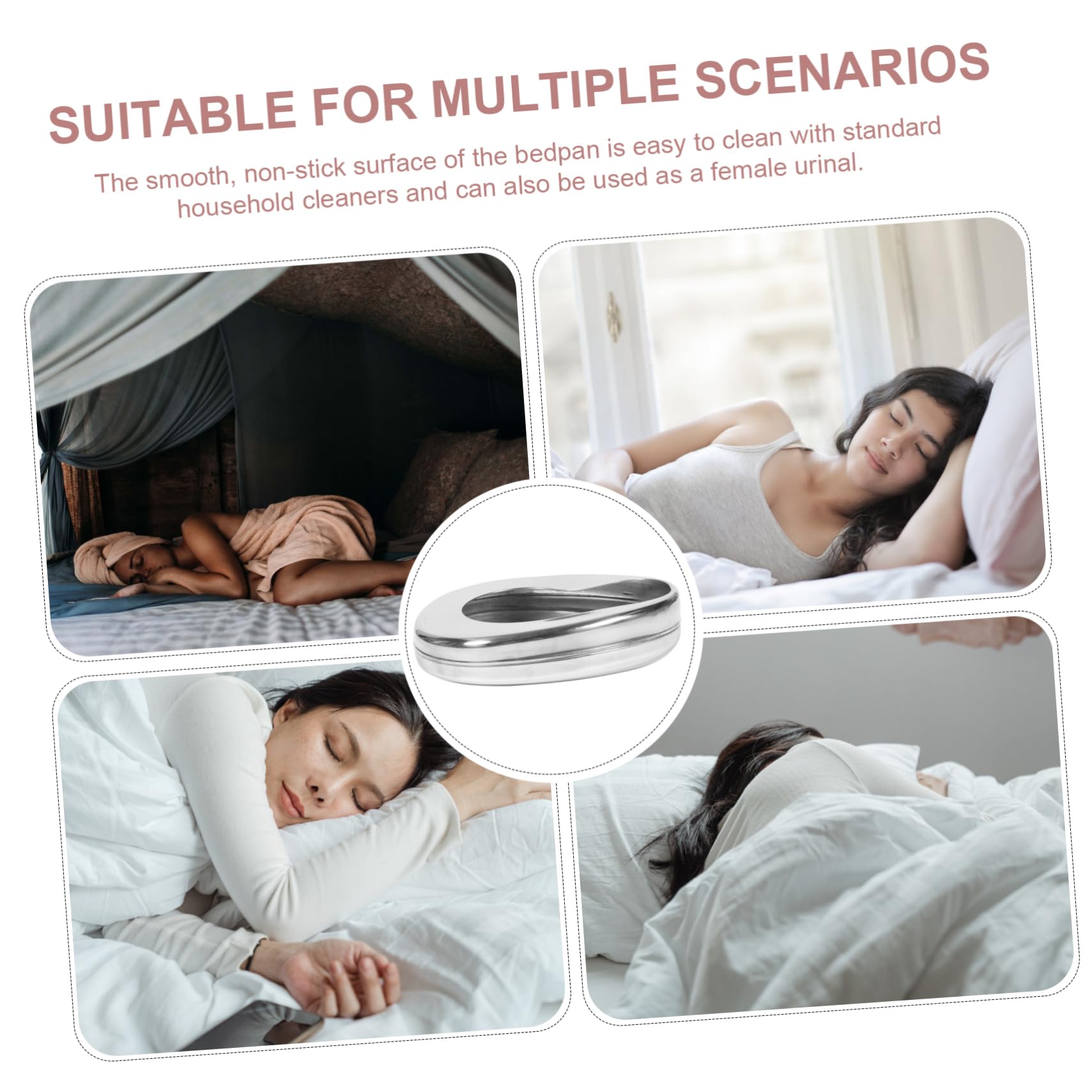 Padella da Letto in Acciaio Inox Argento per Anziani | Design Liscio Anti-spruzzi, Uso Domestico, Indicata per Donne in Gravidanza e Persone Allettate