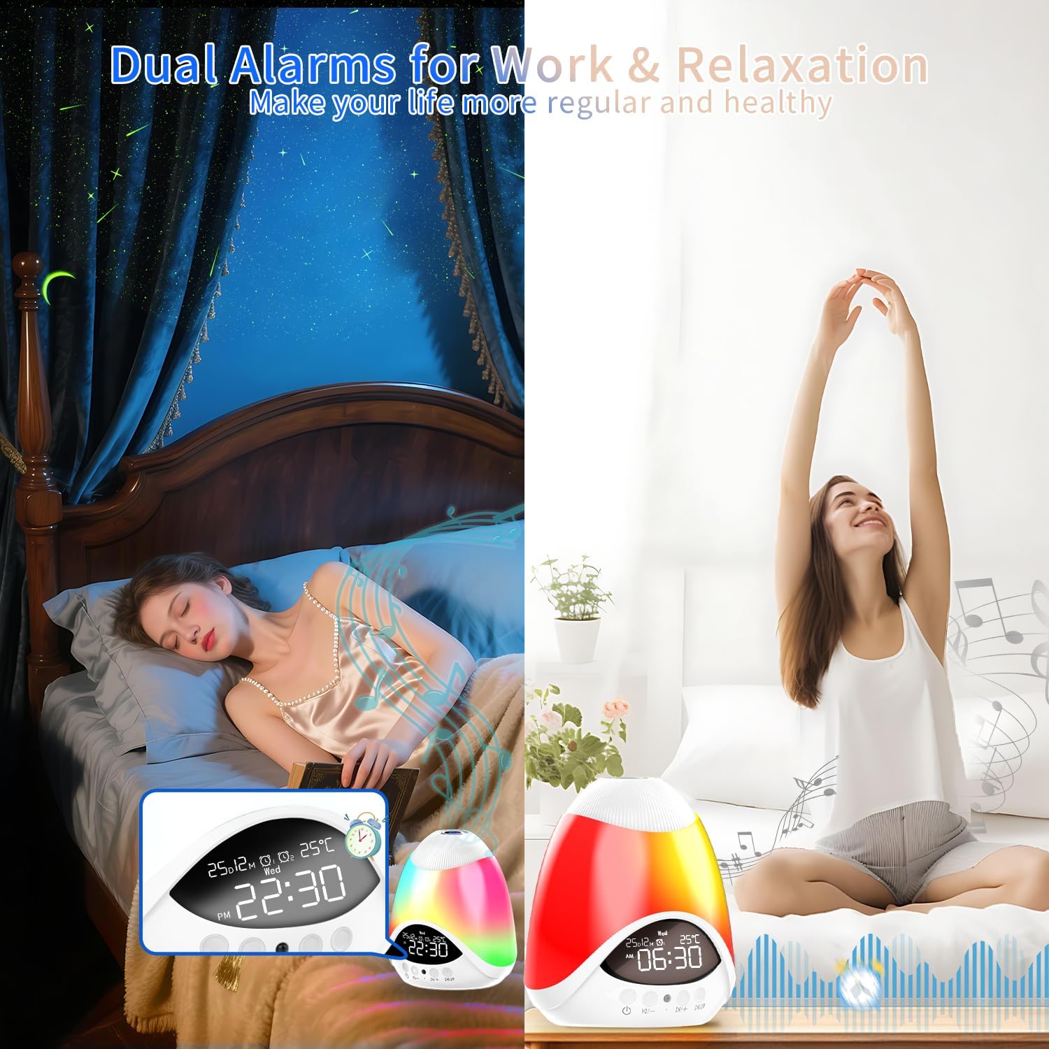 Elec3 Star Projector, Star Light Projector with Alarm Clock, Remote & Timer, Ambient Starry Lamp, Color Changing Night Light for Bedroom, Ceiling, Kids & Adults