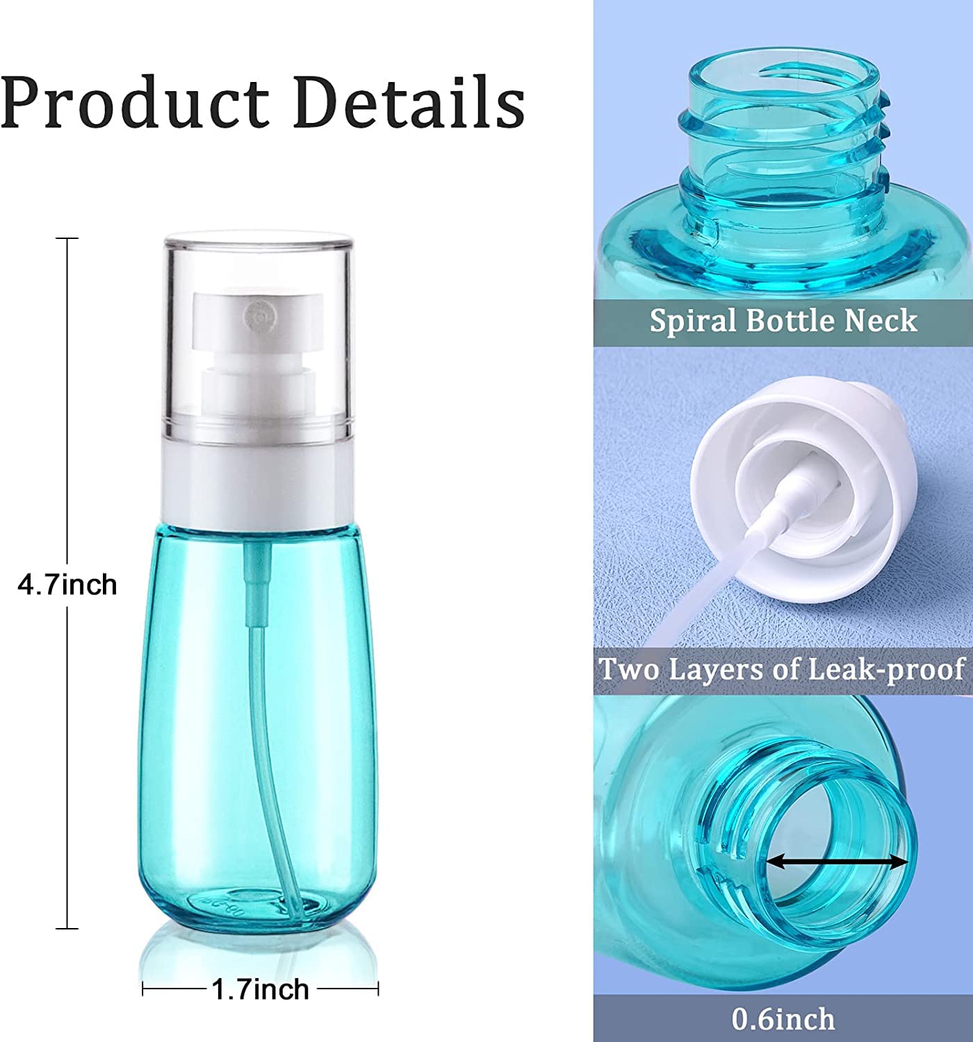 Cazuela Spray Bottle Empty Refillable Reusable Mist Perfume Travel Spray Bottle Travel Containers Plastic Sprayer Bottles for Toners, Face & Hair Mist (Multi Colors) (2) 4