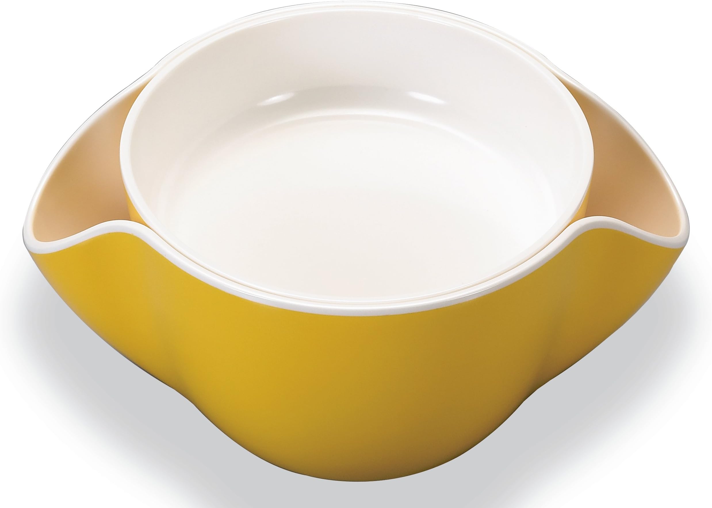 kody Double Dish for Pistachios, Peanuts, Edamame, Cherries, Nuts, Fruits, Candies, Snacks Plastic Serving Dishes and Bowls (Orange)