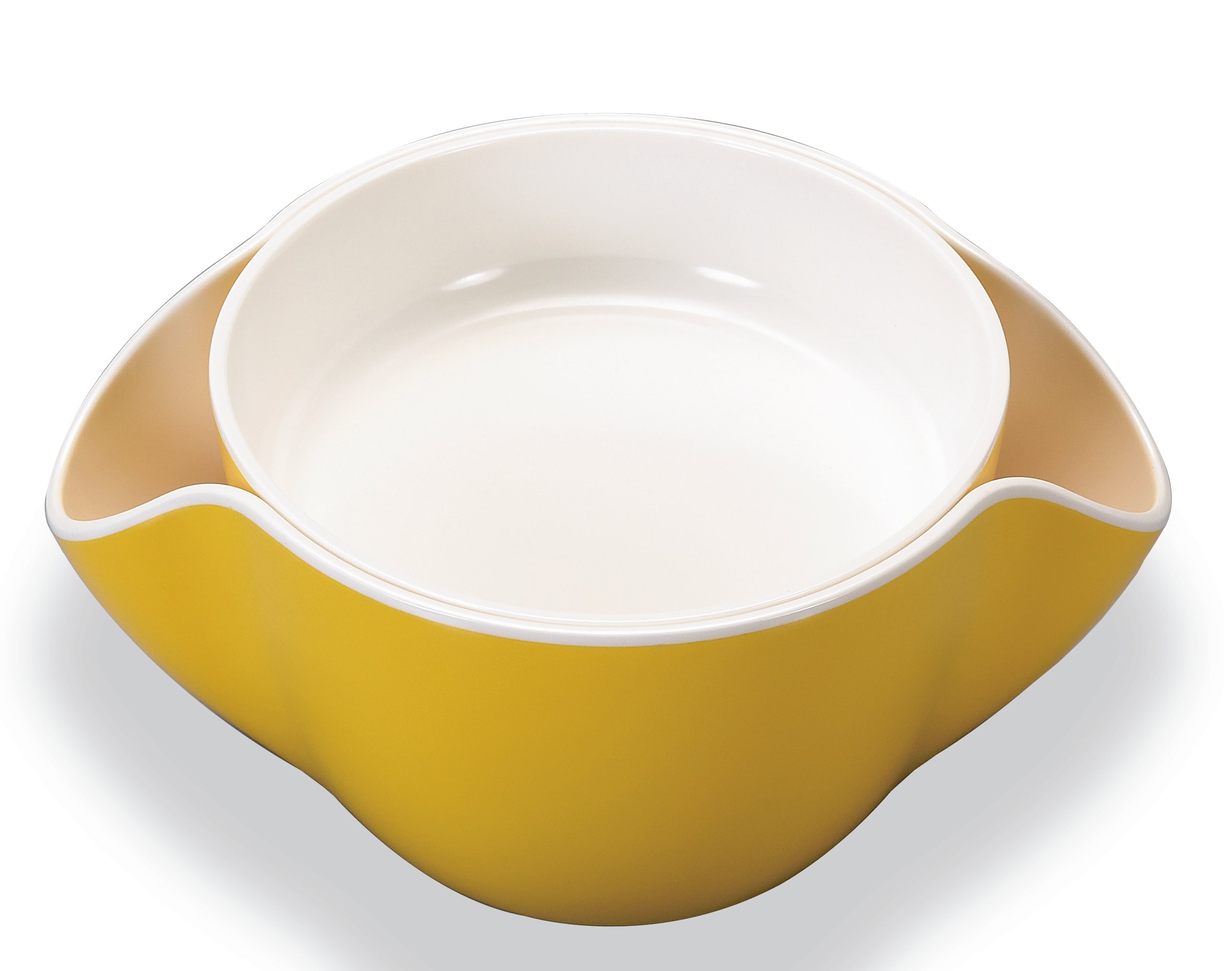 kody Double Dish for Pistachios, Peanuts, Edamame, Cherries, Nuts, Fruits, Candies, Snacks Plastic Serving Dishes and Bowls (Orange)