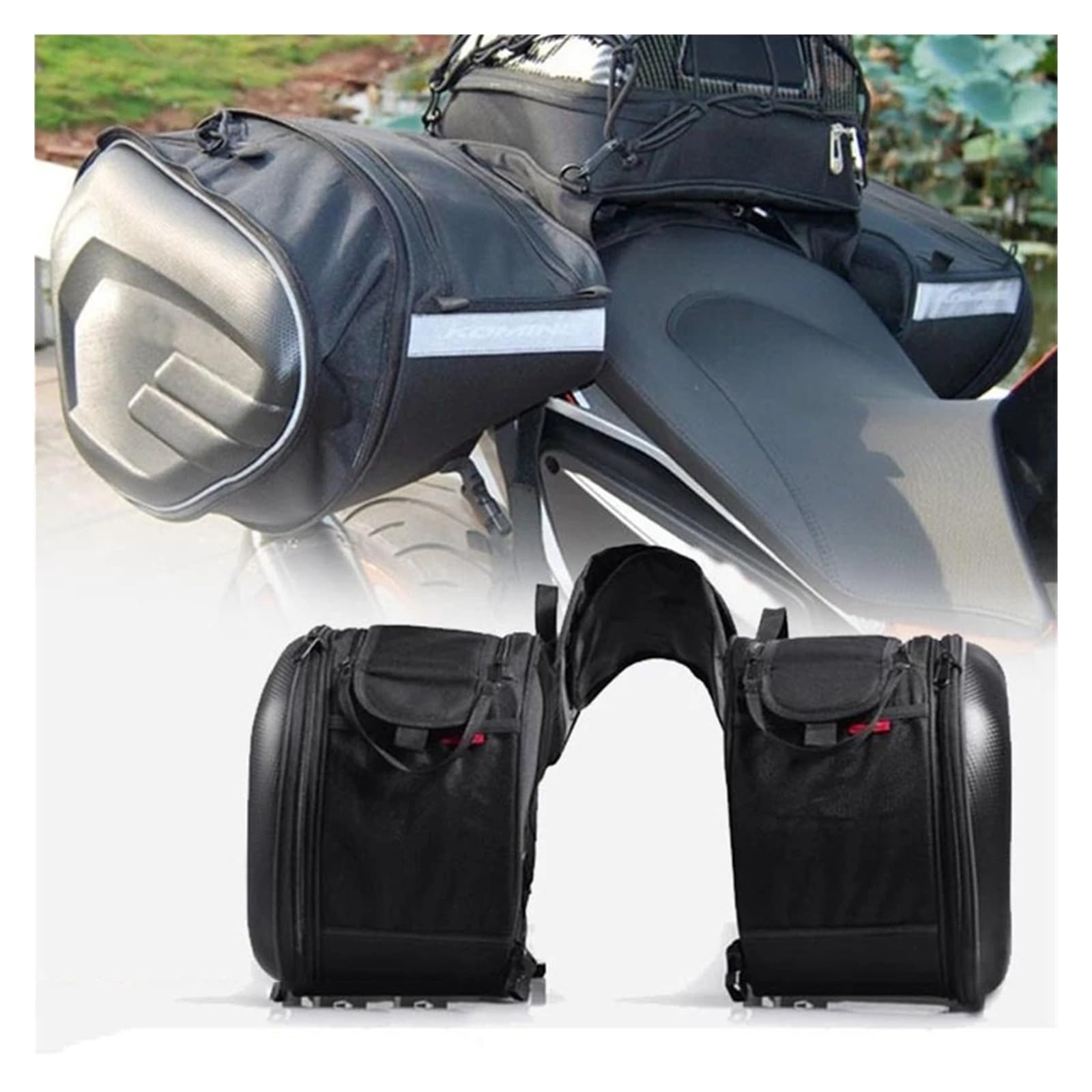 Borsa Moto Borsa Da Sella Impermeabile Per Moto/Borse Viaggio Per Equitazione Casco Laterale + Copertura Antipioggia 1 Paio Selle Moto Bagagli(Oxford and plastic)