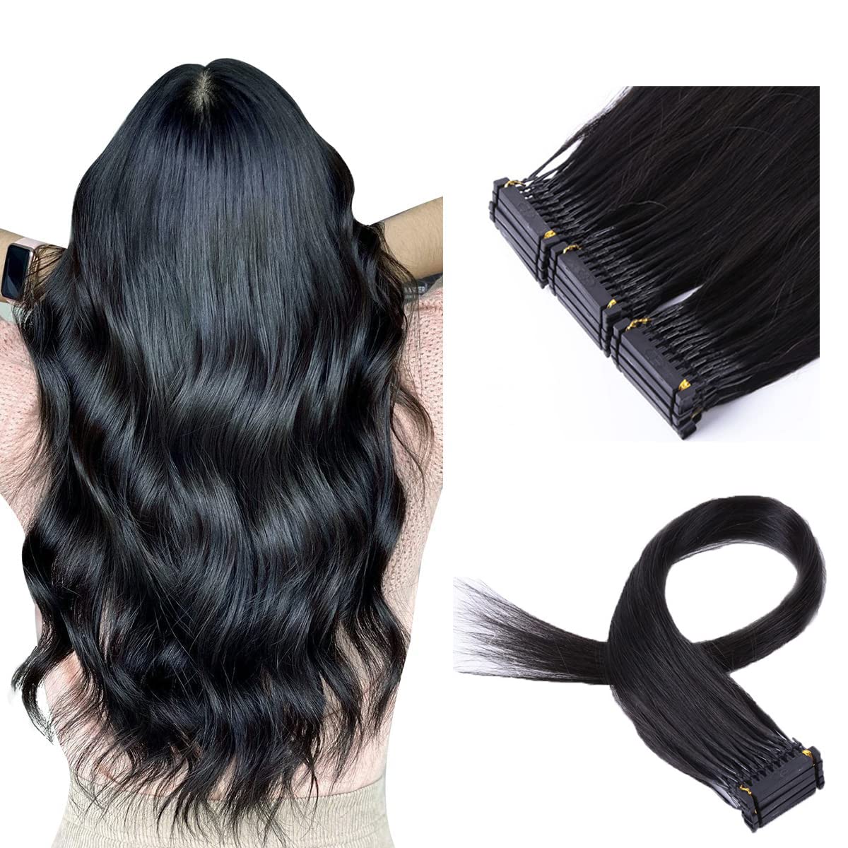 Extensiones de cabello 6D 1Nd Generation Hair Piece, 1 fila de 10 paquetes de extensiones de cabello natural, se pueden permanentar y teñir, sin enredos, 10 filas,22inch