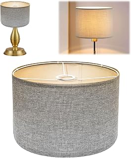 Stoff Lampenschirm aus Leinen | Handgefertigter Lampenschirm für Stehlampe, Hängelampe & Tischlampe | E27-Fassung | Blendfreies Licht Lampshade | Ø30cm x H20cm (Grau)